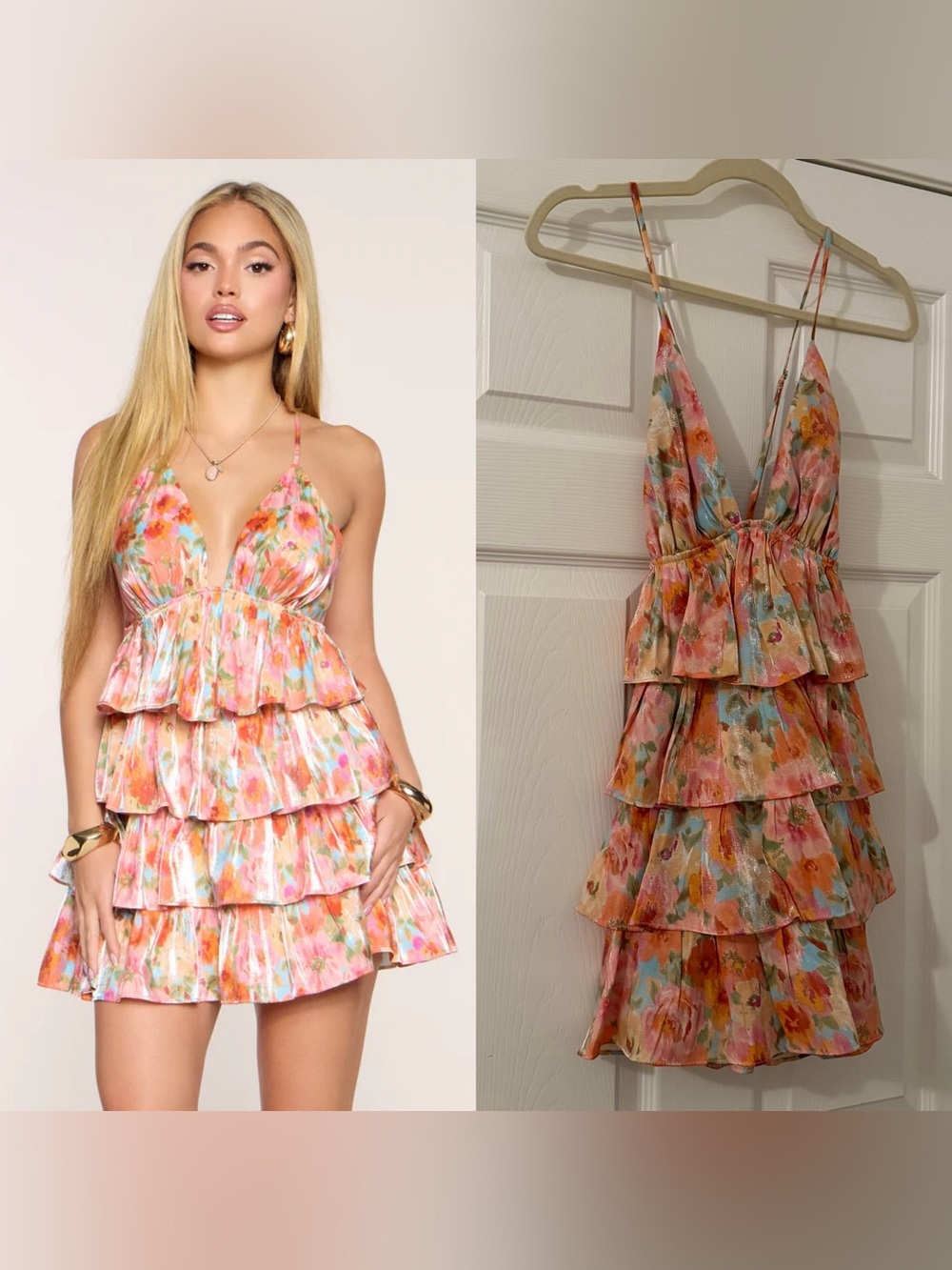 Windsor Multicolor Flirtatious Floral Ruffle Dress